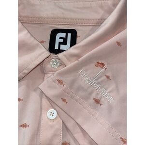 FootJoy Shirt Men M Coral English Turn‎ Golf Country Club Fish Preppy Money